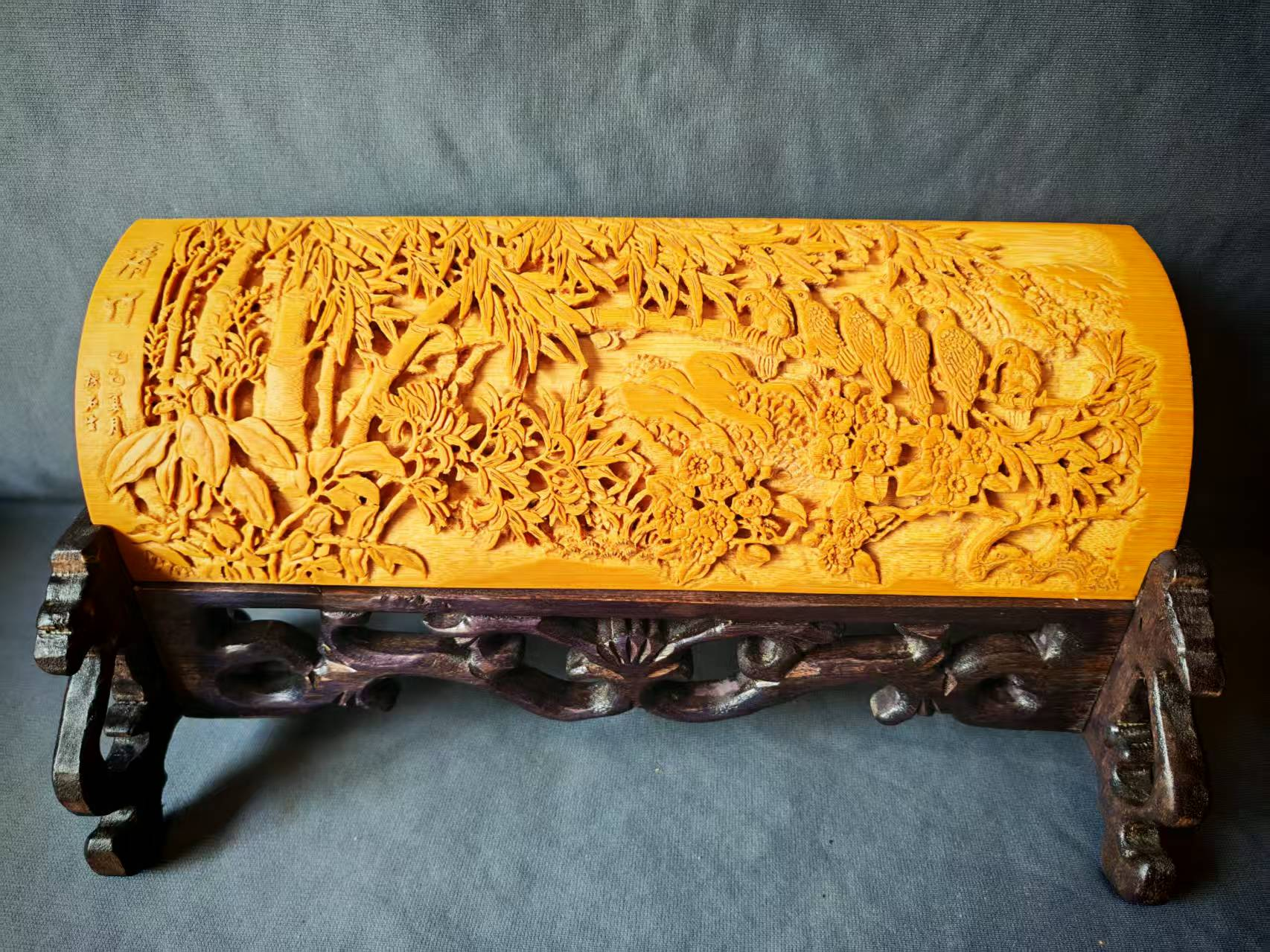 杨石生竹雕作品《清竹》(图1)