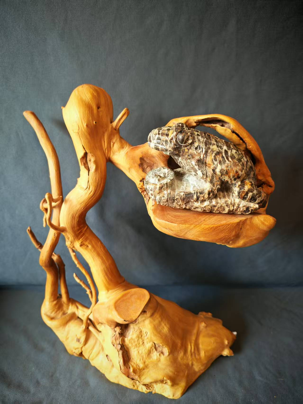 杨石生石雕作品《顶呱呱》(图1)